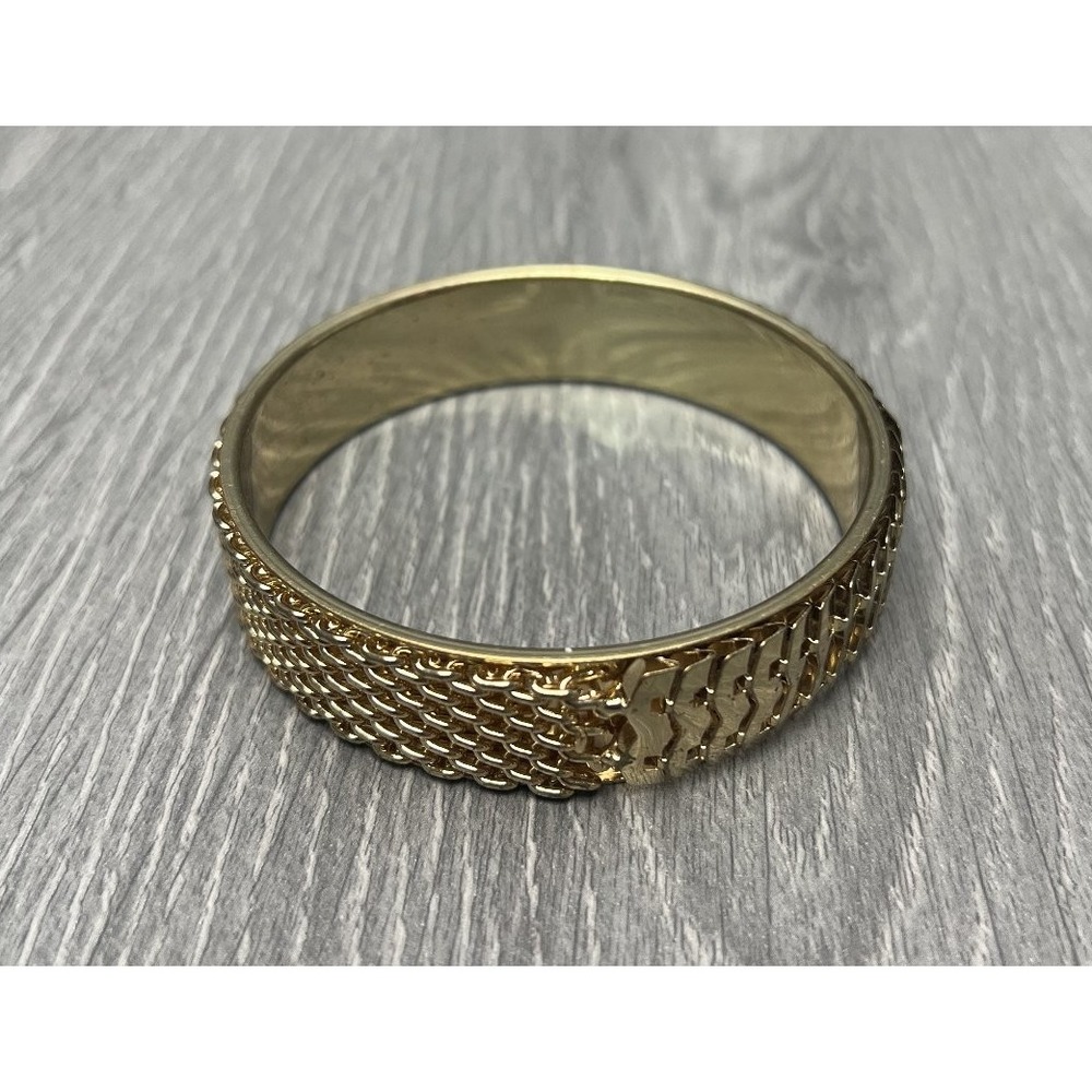 Gold Tone Textured Bangle Bracelet Wide Cuff Fashion Jewelry